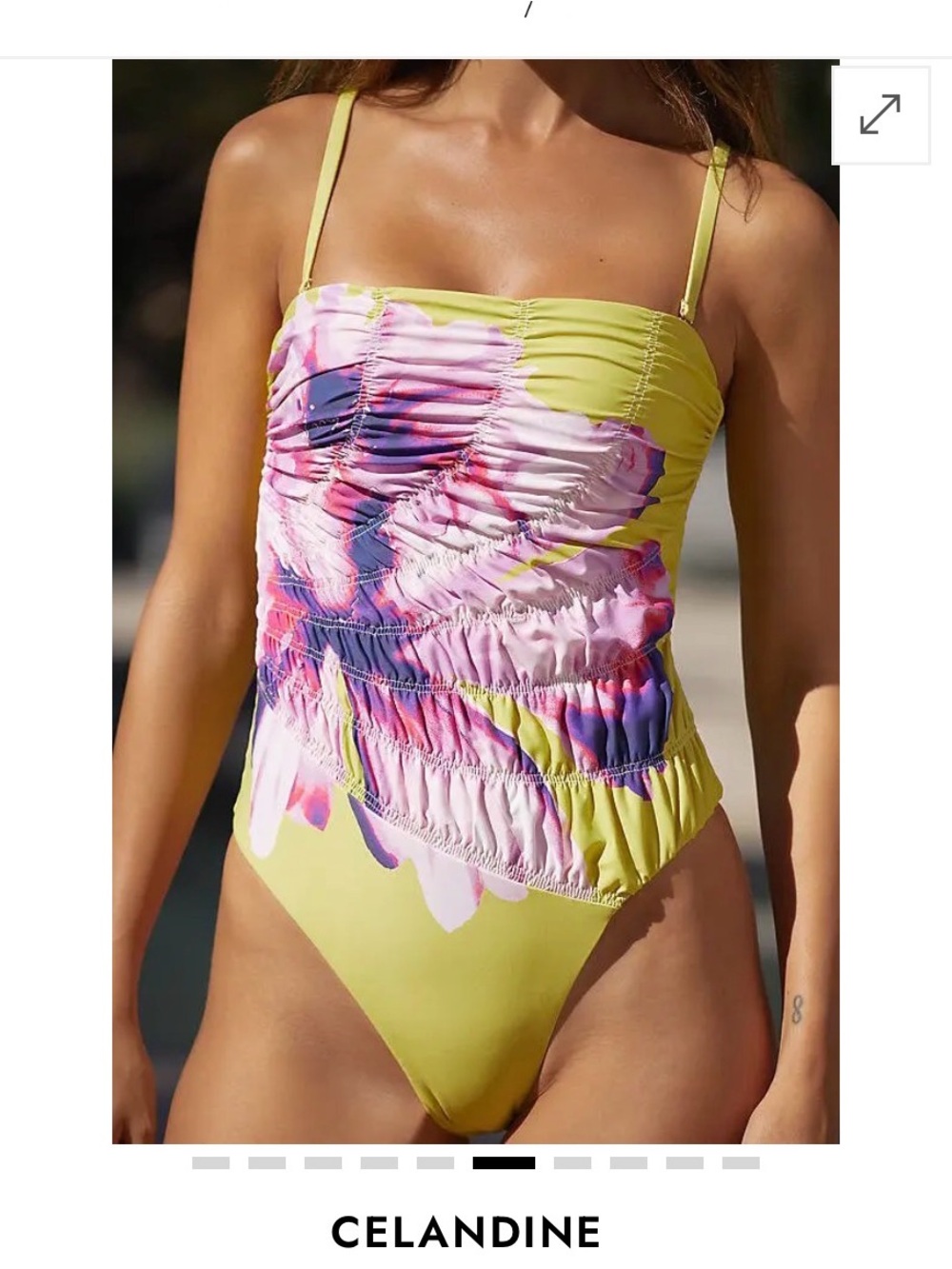 Celandine Strapless One-Piece Swimsuit - Yellow Floral
